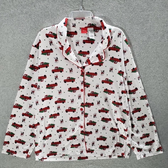 Disney Other - Disney Women Sleepwear Red and White Holiday Pajama Top Mickey Mouse Christmas.